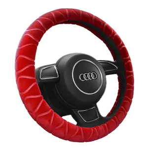 New car winter plush steering wheel cover hot sale plush warm car handle cover multi-color steering wheel cover