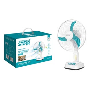 Ventilateur de table oscillant à trois pales en ABS de 14 pouces, norme britannique/européenne, avec trois vitesses, Winning Star - Product Image 1