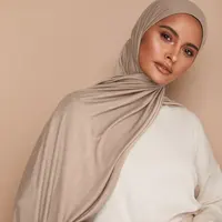 Syal Muslimah Polos Wanita, Selendang Penutup Leher Lembut Meregang Premium Katun Jersey Jilbab