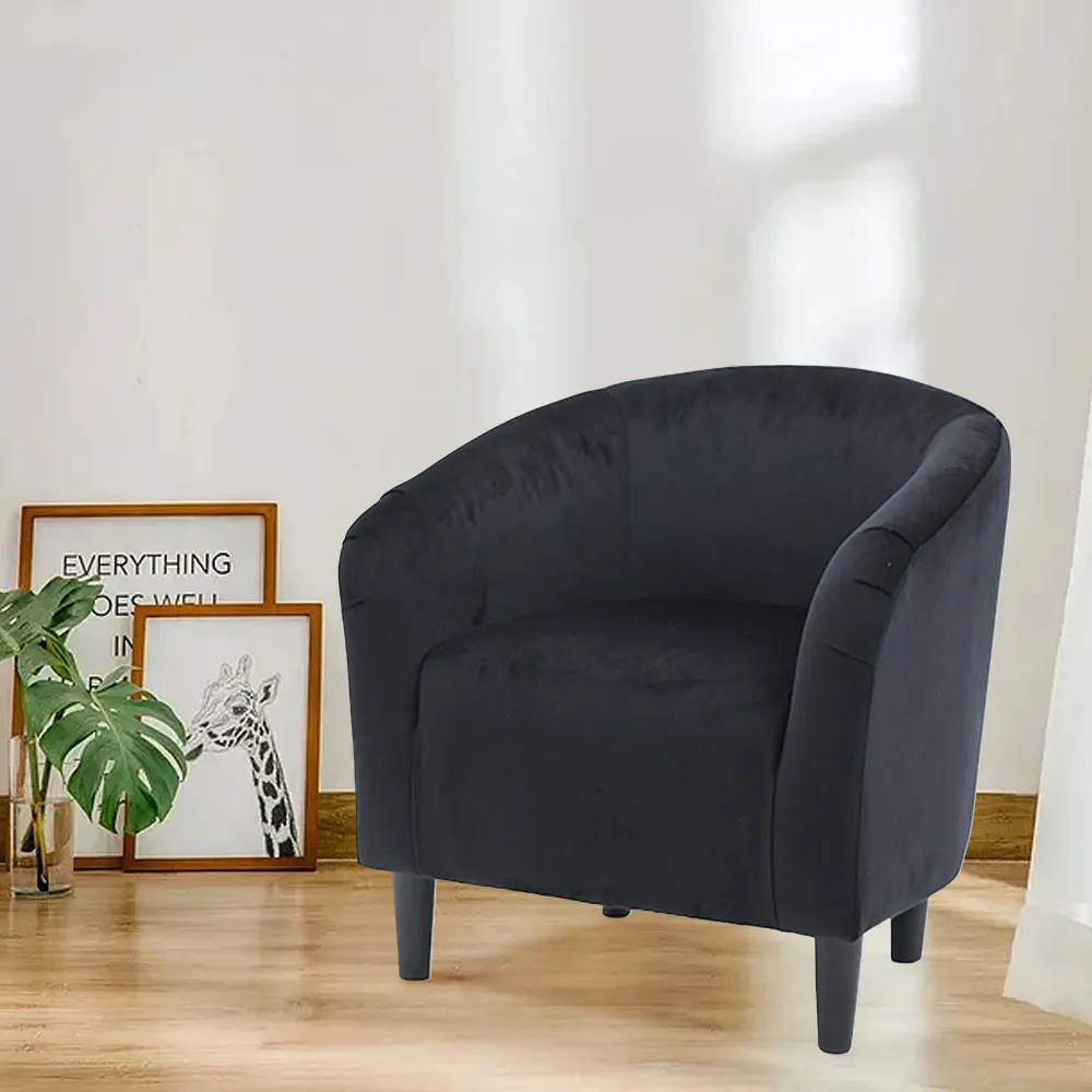 Fauteuil de canapé d'appoint Fauteuil d'appoint moderne en velours noir à coussin épais et doux pour café