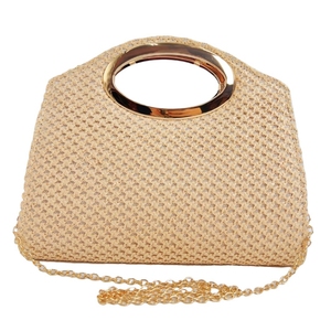 Women Casual <b>Straw</b> Woven Evening <b>Bag</b> Fashion Top Handle Clutch Purse with Removable Chain for Traveling Beach - Product Image 5