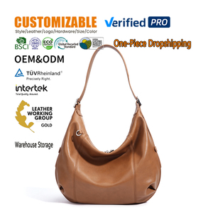 Bolso Hobo de Cuero Genuino para Mujer, Lujo Discreto, Piel de Vacuno de Primera Capa, Bolsos Cruzados de Hombro, Gran Capacidad, Bolso de Mano para Dama, Venta al por Mayor - Product Image 1