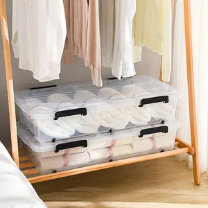 Tempat Penyimpanan Plastik Transparan, Organizer Tempat Tidur Di Bawah Tempat Tidur, Kapasitas Besar untuk Pakaian