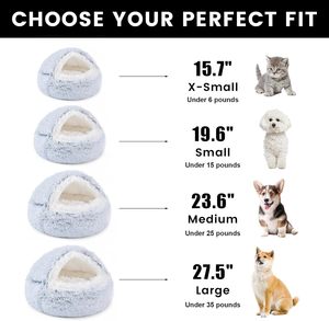 Coussin pour chien moelleux à capuche, fond antidérapant, luxe, forme donut, motif uni, 100% coton, amovible, lavable, respirant, toutes saisons - Product Image 4