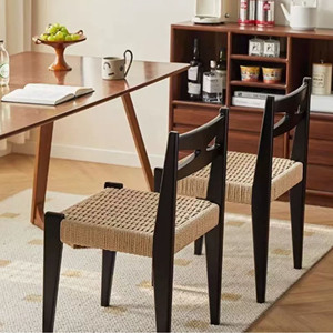 Chaises de salle à manger en rotin tissé en bois massif de haute qualité, design moderne, vente directe d'usine pour l'ameublement de la maison - Product Image 2