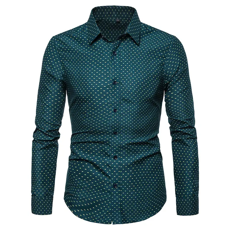 Men's Slim Floral Floral Long Sleeve Shirt European and American Fashion Business Casual Shirt
