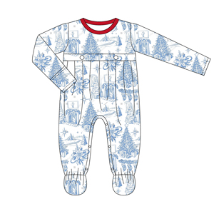 Árbol de Navidad Boutique Dos piezas Ropa para niños Ropa de dormir para niños Conjunto de pijamas de algodón para niños pequeños con monograma - Product Image 5