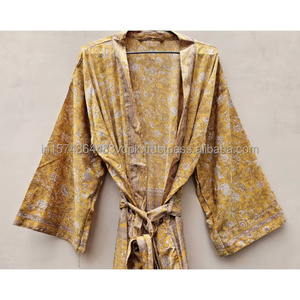 Robe Kimono en Soie Indienne Nouvelle Collection Tie-Dye Faite à la Main pour Femme – Tenue de Nuit Estivale Bohème Chic Longue avec Taille Élastique Séchage Rapide - Product Image 3