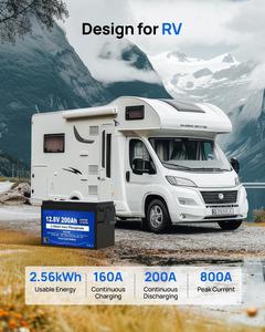 RVソーラートローリングモーターボートゴルフカート用12V200AhリチウムイオンLiFePO4ディープサイクルバッテリーパック2560Whエネルギー最大200ABMS - Product Image 6