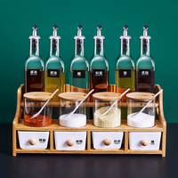 Ensemble d'étagères de cuisine en bambou, support réglable pour bocaux en verre, double niveau pour le rangement des épices, contenants à épices, bouteilles à assaisonnement, plateau de tiroir CNLF