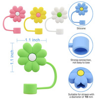Vente en gros 10mm 3D Silicone paille Topper mignon fleurs Design compatible avec 30 & 40 oz gobelets verres accessoires