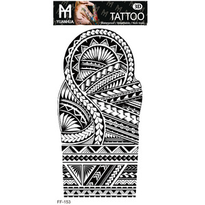 Manga de <span class=keywords><strong>brazo</strong></span> de tatuaje <span class=keywords><strong>para</strong></span> <span class=keywords><strong>hombres</strong></span>, diseño de tatuaje negro falso, Cool, Tribal, venta al por mayor, (FF151-165) - Product Image 4