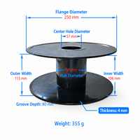 Bobina de Filamento de Plástico Vacía Reciclable y Ecológica de 3 kg, 250 mm, Negra, Reutilizable, para Enrollar Filamento de Impresora 3D PLA, ABS, PETG