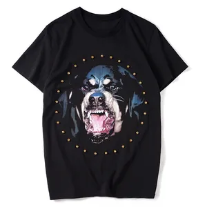 Wholesale Pure Cotton Dog Head Digital Printed T Shirt Men's Clothing Couple Clothes Special Offer Student T-shirt Teenagers