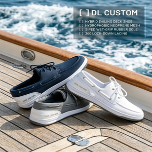 Chaussures de <span class=keywords><strong>bateau</strong></span> hybrides personnalisées pour hommes, en cuir véritable hydrophobe, avec lacets 360° et semelle en caoutchouc antidérapante EVA - Product Image 1