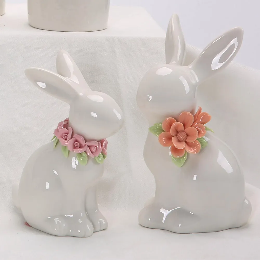Ostern Frühling Gartenparty Tischdekoration Eier Karotten Kaninchen Keramik-Schmuck
