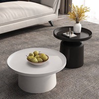 Table basse ronde en acier carbone noir et blanc au design moderne, ensembles de tables basses pour salon, meubles de maison