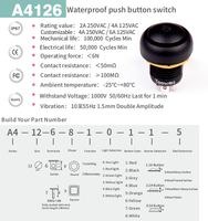 Interrupteur à bouton rond TOOWEI de 12 mm avec borne à souder, étanche IP67, pour mini-excavatrice