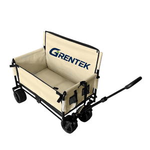 Chariot pliable portable en acier inoxydable à quatre roues, double usage, facile à plier, pour le camping, les courses en extérieur, chariot pour enfants - Product Image 2