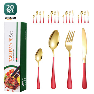 ชุดช้อนส้อมสแตนเลส 20 ชิ้น ด้ามจับสีทองชมพู สำหรับงานเลี้ยงอาหารค่ำ พร้อมกล่องของขวัญ - Product Image 4