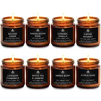 Oshine 8er-Pack Sojawachs Duftkerzen Geschenkset Bernsteinfarbene Gläser Aromatherapie-Kerzen für Bad Yoga Stressabbau Heimdekoration