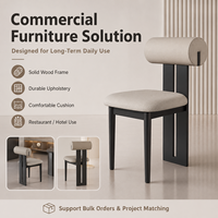 Chaise de salle à manger moderne en bois massif, rembourrée en tissu doux, dossier ergonomique cylindrique, chaise d'appoint pour restaurant, hôtel, usage commercial