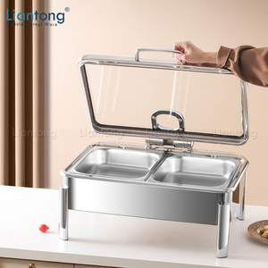 Janela De Vidro Completo Elétrico Comercial De Aço Inoxidável Hotel Restaurante Buffet Catering Equipamento 9L Food Warmer Chafing Dish - Product Image 3