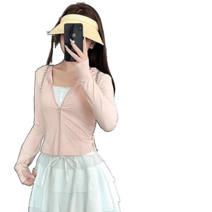 Chaqueta de Protección Solar de Seda Helada para Mujer con Capucha, Ajuste Delgado, UPF50+, Cortavientos para Exteriores, Top Deportivo para Yoga y Ciclismo, Verano 2025 - Product Image 5