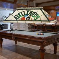 Lustre LED de style table de billard 42 pouces, hauteur réglable, verre teinté personnalisé, fait main, commande tactile, or et blanc