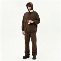 Sweat à capuche surdimensionné personnalisé pour homme, en molleton bouclette, à épaules tombantes, uni, idéal pour l'impression de logo