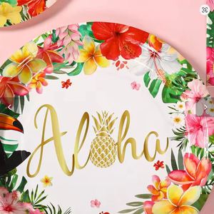 Juego de Vajilla Tropical Hawaiana Moderna de 144 Piezas con Platos, Servilletas, Vasos y Cubiertos - Gran Venta, Sirve para 24 Personas - Product Image 2