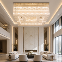 Lustre moderne à plusieurs niveaux en cristal Senfey, luminaire de plafond de luxe pour projets commerciaux, salle de bal d'hôtel, hauteur réglable