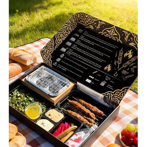 Arabic Outdoor Skewers Barbecue Paper foodl <b>Box</b> With Built in BBQ Grills Charcoal Compartment <b>Set</b> Kebabs Roast bento Packaging - Product Image 1