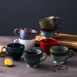 Tasse à <span class=keywords><strong>café</strong></span> en porcelaine rouge écologique de haute qualité, passe au lave-vaisselle, style américain, glaçure réactive dégradée, tasse à thé en céramique - Product Image 5