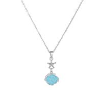 Collier pendentif étoile de mer bleue en acier inoxydable avec détails en pierre transparente, bijoux océaniques minimalistes pour femmes et cadeaux