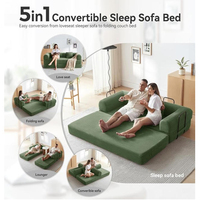 Canapé-lit modulaire pliable et convertible en velours côtelé 4-en-1, personnalisable pour hôtels, gîtes et appartements – Échantillon disponible, directement de l'usine