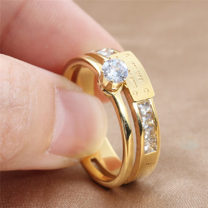 Yunnique – bague de mariage en or pour femmes, bijoux rétro punk avec lettres et pierres en acier inoxydable, 24093 - Product Image 3