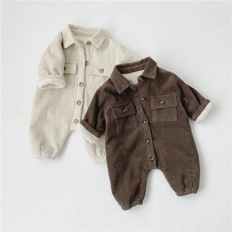 Wholesale New Baby's Double Layer Plush and Thickened One-piece Suit Jumpsuit Children Outwear baby girl clothes 6 to 12 months