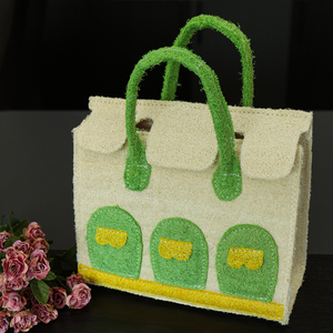 Sac à main DIY pour femme, grande capacité, tendance, ouvert, durable, portable, écologique, fait main, en loofah naturel, motif dessin animé - Product Image 6