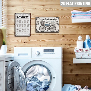 French <strong>Laundry</strong> Paris France Vintage Metal <strong>Sign</strong> With Bicycle and Flowers for Farmhouse <strong>Laundry</strong> Room - Product Image 2