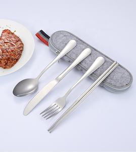 دعم مخصص شعار المحمولة السكاكين الفولاذ المقاوم للصدأ التخييم أدوات مائدة للسفر مجموعة مع حالة - Product Image 6