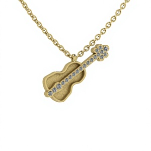 Colgante de Plata de Ley 925 Sólida con Forma de Violín de 20x7.5mm, Engaste de Bisel, Semimontura, Cadena de 18 Pulgadas, Componentes para Joyería - Product Image 1