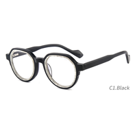Montura de Gafas Clásicas Redondas de Acetato Grueso 2025 con Doble Aro de Goma para Hombre, Gafas de Diseño de Lujo para Miopía, Montura Óptica