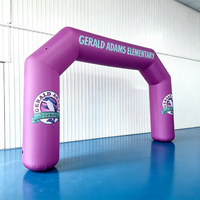 Arco gonflable carré personnalisé de 6 m, violet, imperméable, durable, alimenté par courant continu, en tissu Oxford, avec logo personnalisé pour la publicité scolaire