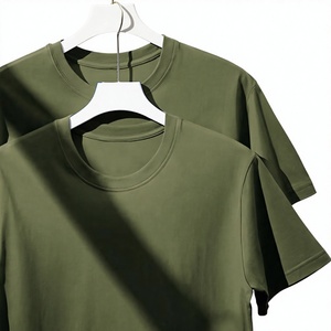 Camiseta de Algodón Verde Oliva Personalizada de Fábrica para Hombre, Manga Corta, Cuello Redondo, Corte Regular, Tejido Jersey Informal, Ecológica, de Secado Rápido - Product Image 1