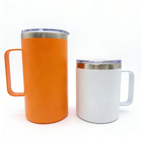 Mug de voyage isotherme en acier inoxydable à double paroi avec logo personnalisé, poignée et couvercle