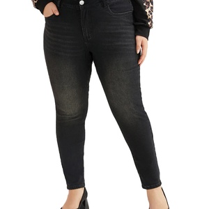 Pantalones vaqueros elásticos de mezclilla negros de talla grande, de cintura media, ajustados, tipo lápiz, para mujer/mamá, al por mayor - Product Image 4