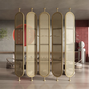 Divisorio Rotante Decorativo Moderno in Rattan, Set di 4 Pezzi, Parete Divisoria Girevole per Soggiorno - Product Image 4