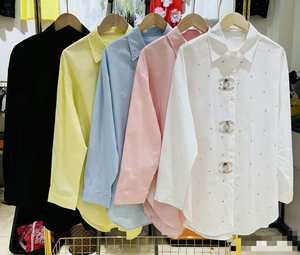 Chemisiers décontractés à col rabattu pour femmes, style industriel, avec perles, hauts décontractés pour femmes, vente en gros - Product Image 5