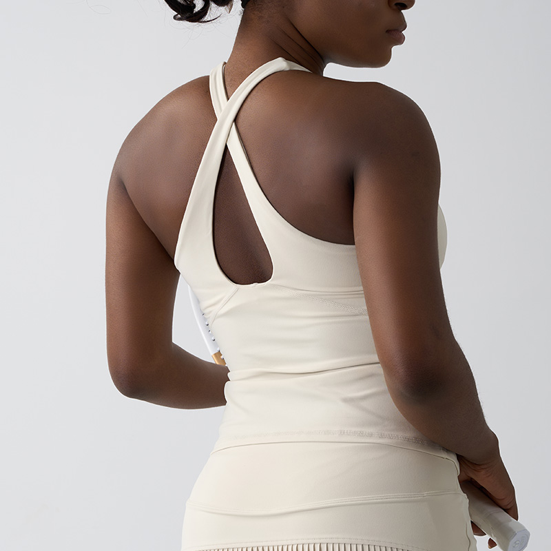 ST0904 Halter Neck Slim Top Women's Sleeveless Cross Back Yoga Top Tennis Vest Fitness Gym Wear Yoga Wear